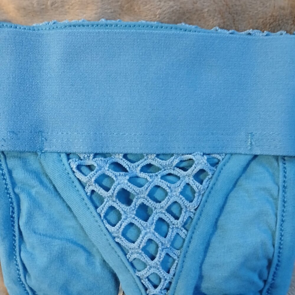 NEW  Two Asos Design Men's Mesh Thong Blue Size Small  New - Picture 3 of 5